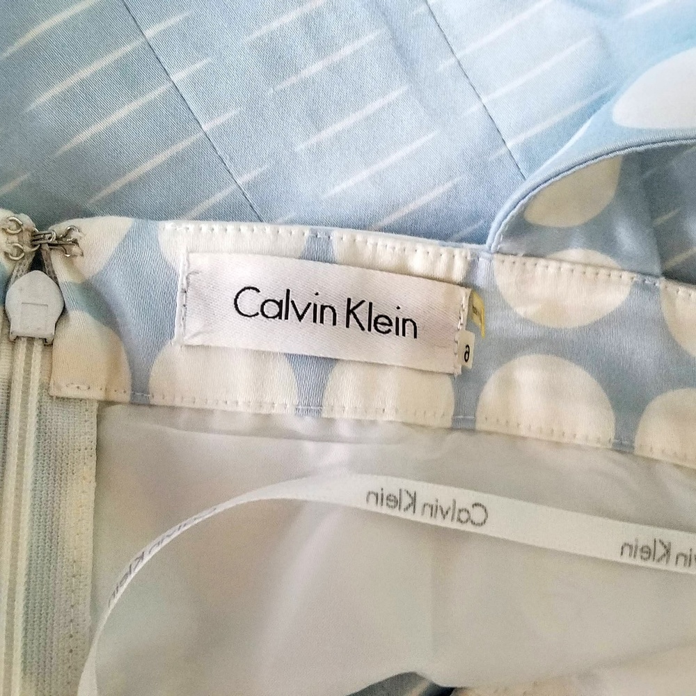 Sale!☆ Calvin Klein White Blue Polka Dot Dress - Picture 4 of 8